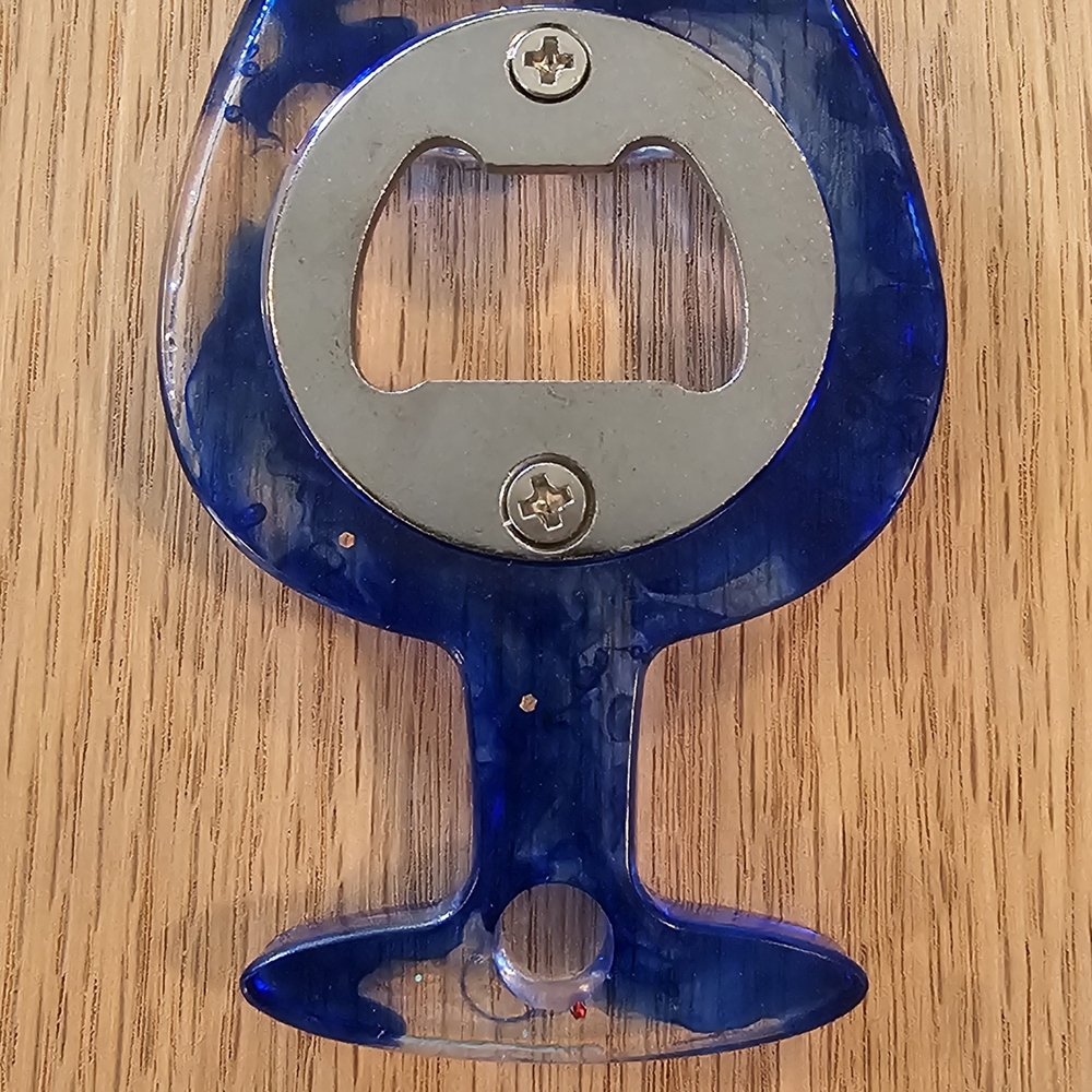 Blue Wine Glass Shaped Bottle Opener